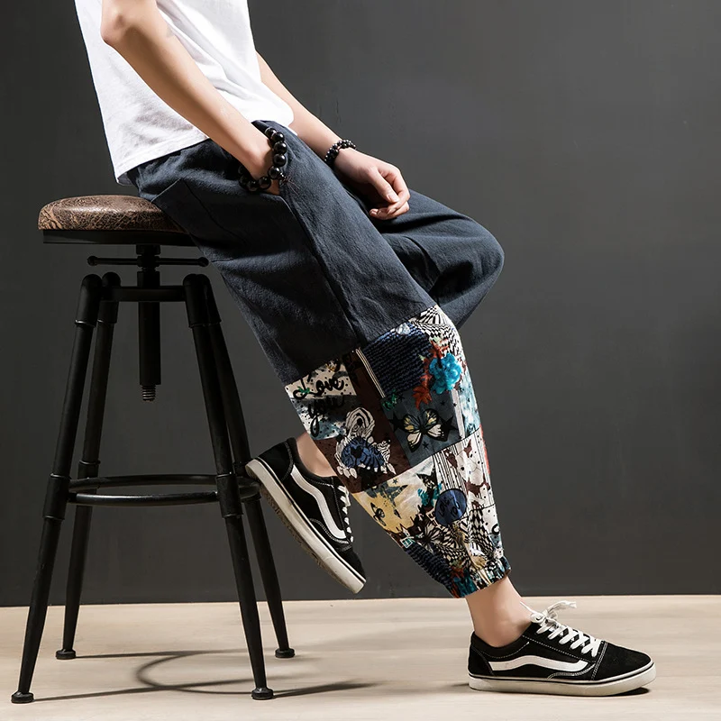 Title 10, Mens cotton linen casual loose harem pants. Co...