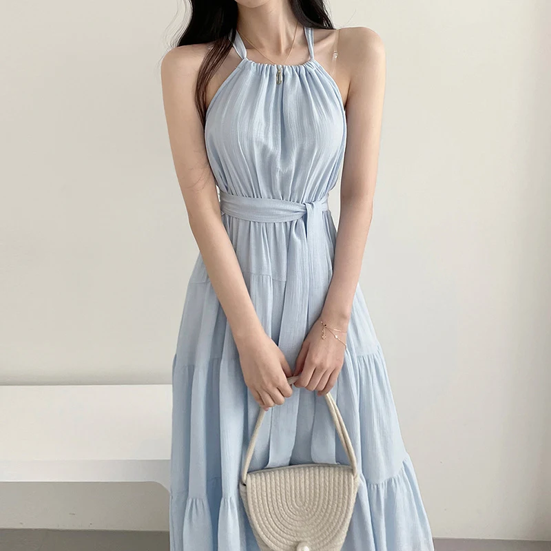 Mode halter halflange jurk dames — foto 3