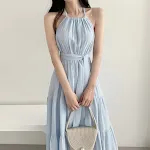 Mode halter halflange jurk dames — foto 3