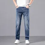 Calças casuais masculinas retas e slim com stretch. Conforto e estilo para o dia a dia. Perfeitas para trabalho ou lazer, versáteis e modernas. — foto 1