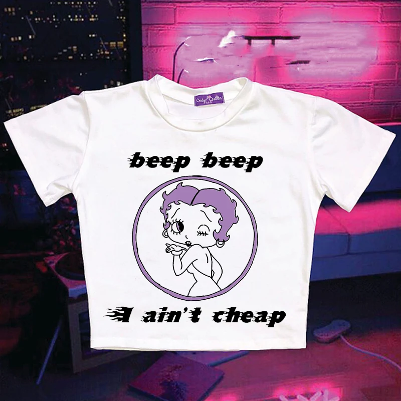 Nauwsluitend, nauwsluitend kort cropped T-shirt — foto 6