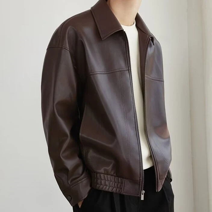 Men's Spring and Autumn Motorcycle Leather Coat New biker clothing, stylish outerwear for comfort and protection, ideal — photo 6