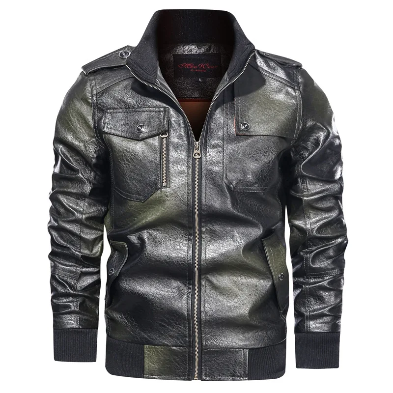 Title 4, Mens Autumn and Winter Leather Jacket. Motorcy...