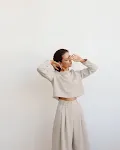 Completo donna casual, manica lunga, girocollo, pantaloni larghi, vestibilità slim, effetto dimagrante, perfetto per il lavoro e il tempo libero. — foto 11