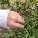 Anel ajustável multicolorido de pedra natural, estilo simples. Conforto e elegância natural. Perfeito para uso diário. — foto 19