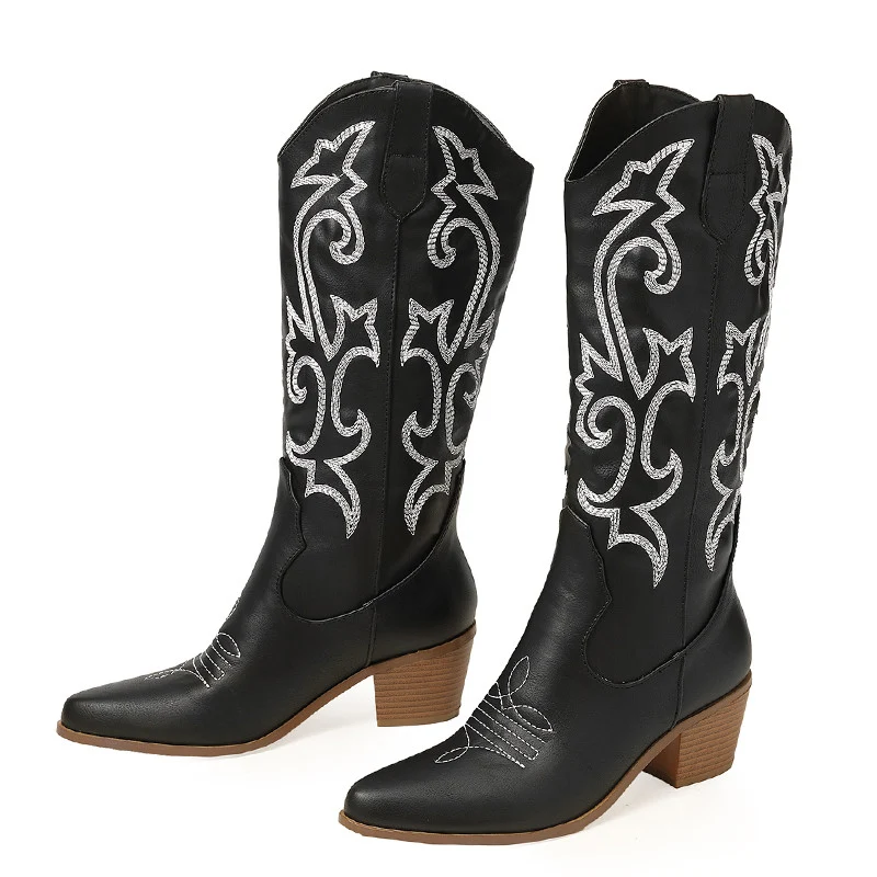 Botas Vintage de Cano Médio, Salto Grosso e Bico Fino, Conforto Clássico com Estilo Retrô, Perfeitas para um Visual Sofisticado e Casual. — foto 5