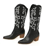 Botas Vintage de Cano Médio, Salto Grosso e Bico Fino, Conforto Clássico com Estilo Retrô, Perfeitas para um Visual Sofisticado e Casual. — foto 5