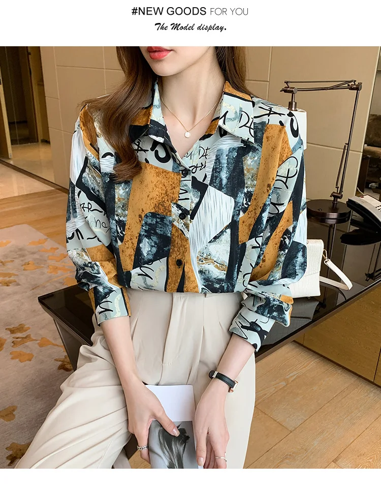 Title 28, Womens Printed Long-sleeved Shirt Loose Design...