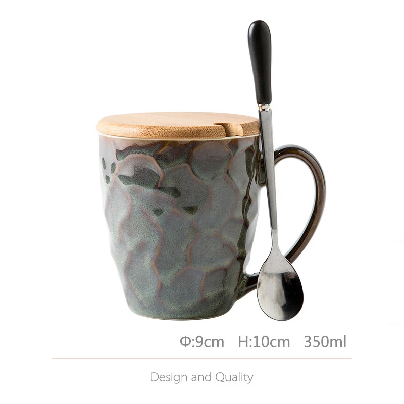 Large Capacity Women's Simple Retro Ceramic Cup with Lid and Spoon, enjoy your coffee or tea at home in style and comfor — photo 14