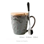 Large Capacity Women's Simple Retro Ceramic Cup with Lid and Spoon, enjoy your coffee or tea at home in style and comfor — photo 14