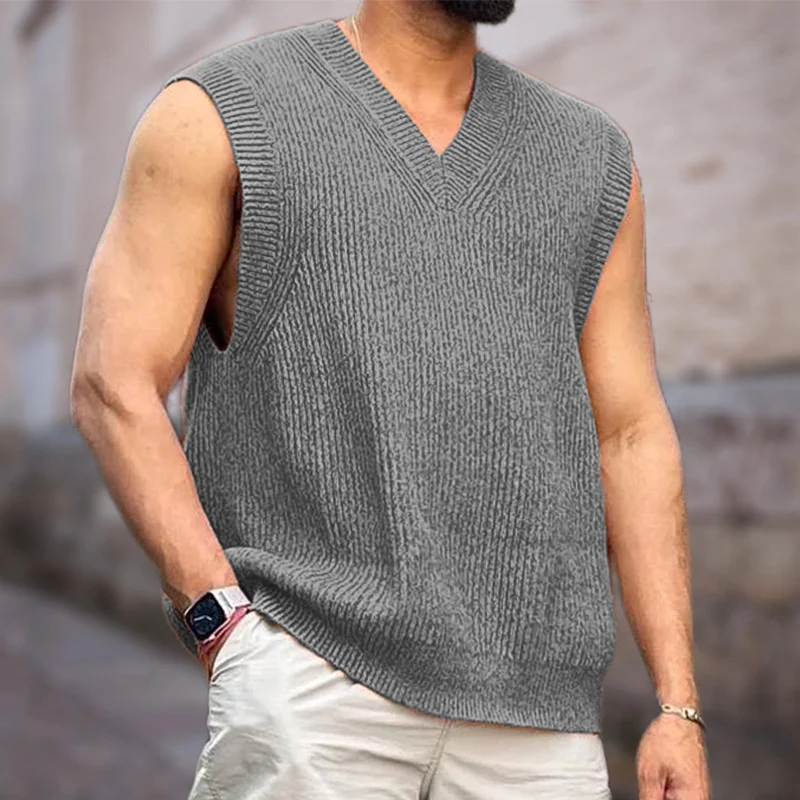 Title 5, Knitwear Street Slim Fit V-neck Sleeveless Vest...