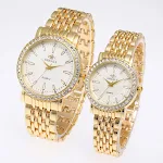 Relógio de casal masculino com escala romana, diamantes e pulseira de aço. Moda e elegância para combinar com ternos e roupas sociais. — foto 29