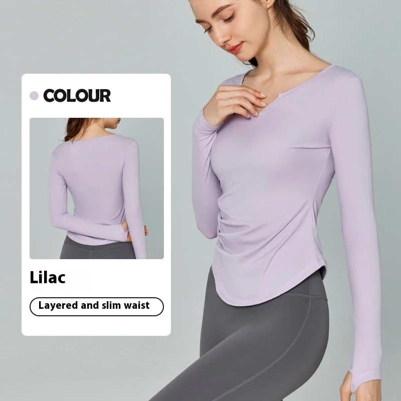 Yoga kleding lange mouw effen top voor dames. Comfortabel, ademend en ideaal voor yoga, pilates en andere workouts. — foto 4