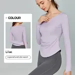 Yoga kleding lange mouw effen top voor dames. Comfortabel, ademend en ideaal voor yoga, pilates en andere workouts. — foto 4