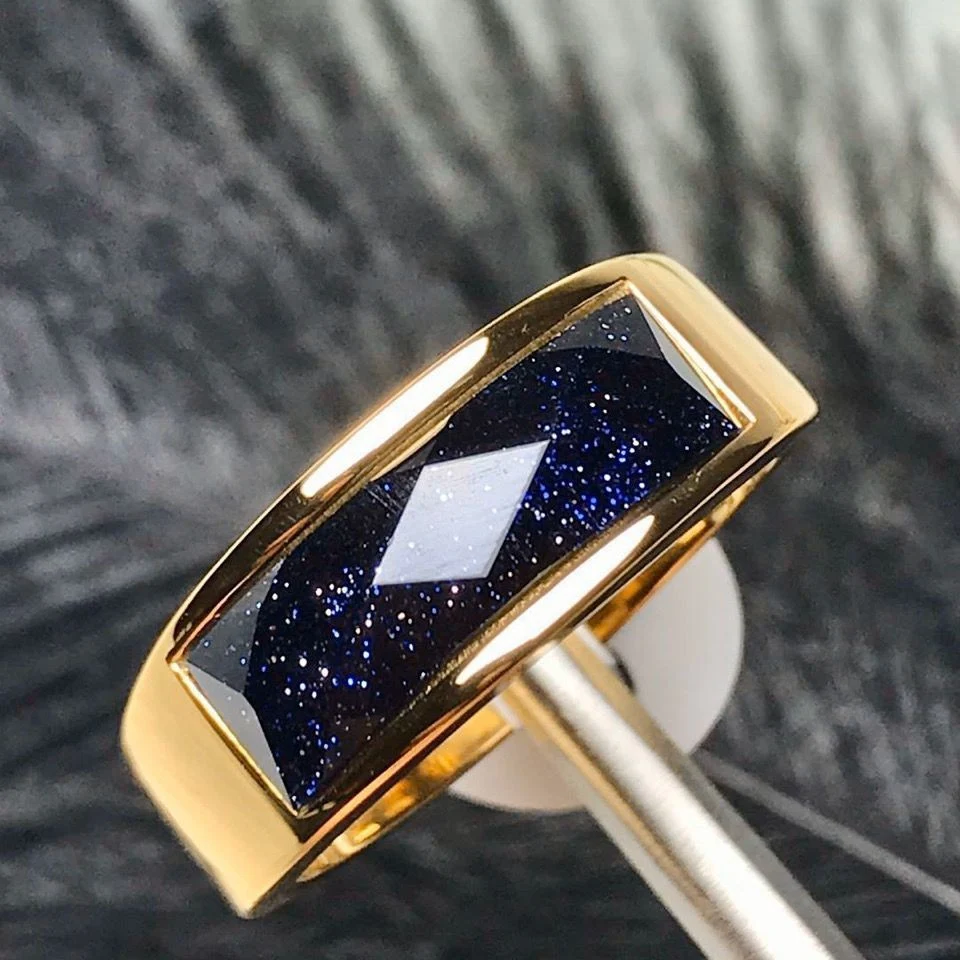 Anillo de acero inoxidable con piedras semipreciosas tricolores Elegancia y estilo para complementar tu look diario. Ideal para cualquier ocasión. — foto 6