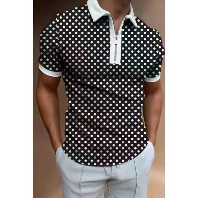 New Style Men's Polo Shirt Zipper Knitted Jacquard Top for Comfort and Style, a Modern Design for Everyday Wear. — photo 5