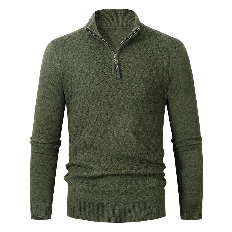 Suéter masculino com gola alta e zíper, manga longa, perfeito para um visual moderno e confortável. Ideal para diversas ocasiões e estações. — foto 7
