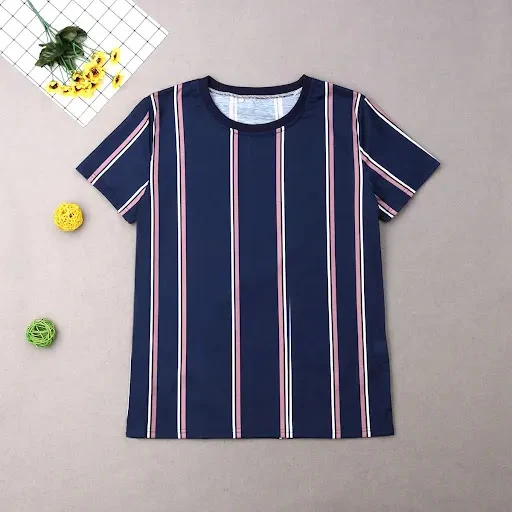 Title 6, MenS O-Neck Striped Short Sleeve T-Shirts Slim...
