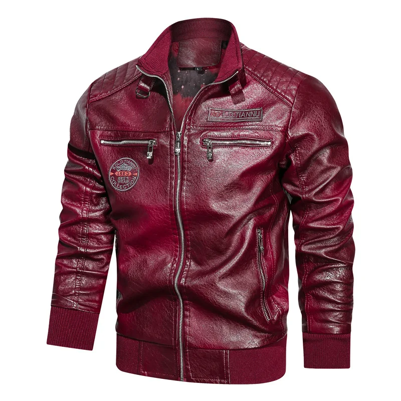 Title 4, Stand-up Collar Leather Jacket With Pockets. A ...