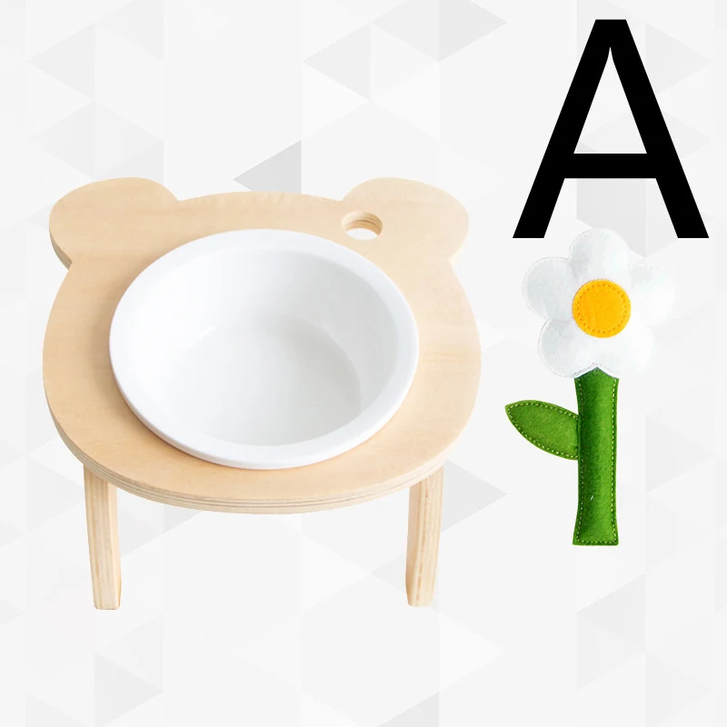 Title 8, Elevated pet ceramic bowl with wooden stand, ta...