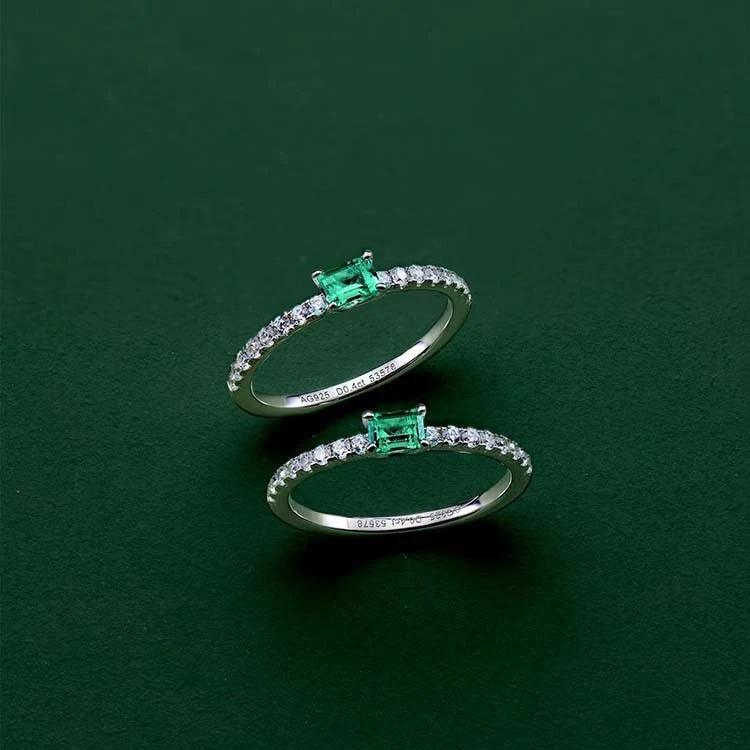 Anel feminino de prata esterlina S925, quadrado, 20 pontos. Joia elegante e sofisticada para mulheres, perfeito para realçar sua beleza e estilo — foto 13