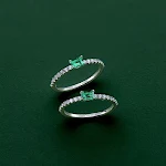 Anel feminino de prata esterlina S925, quadrado, 20 pontos. Joia elegante e sofisticada para mulheres, perfeito para realçar sua beleza e estilo — foto 13