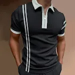 Camisa polo masculina casual com estampa digital de manga curta, modelagem slim, ideal para um visual moderno e confortável, estilo europeu e americano. — foto 53