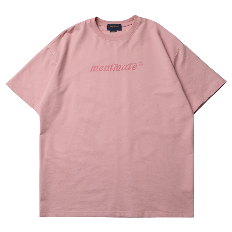 Camiseta para pareja de algodón de 19 colores estilo Hong Kong holgada manga corta cuello redondo ideal para combinar y lucir cómodo — foto 12