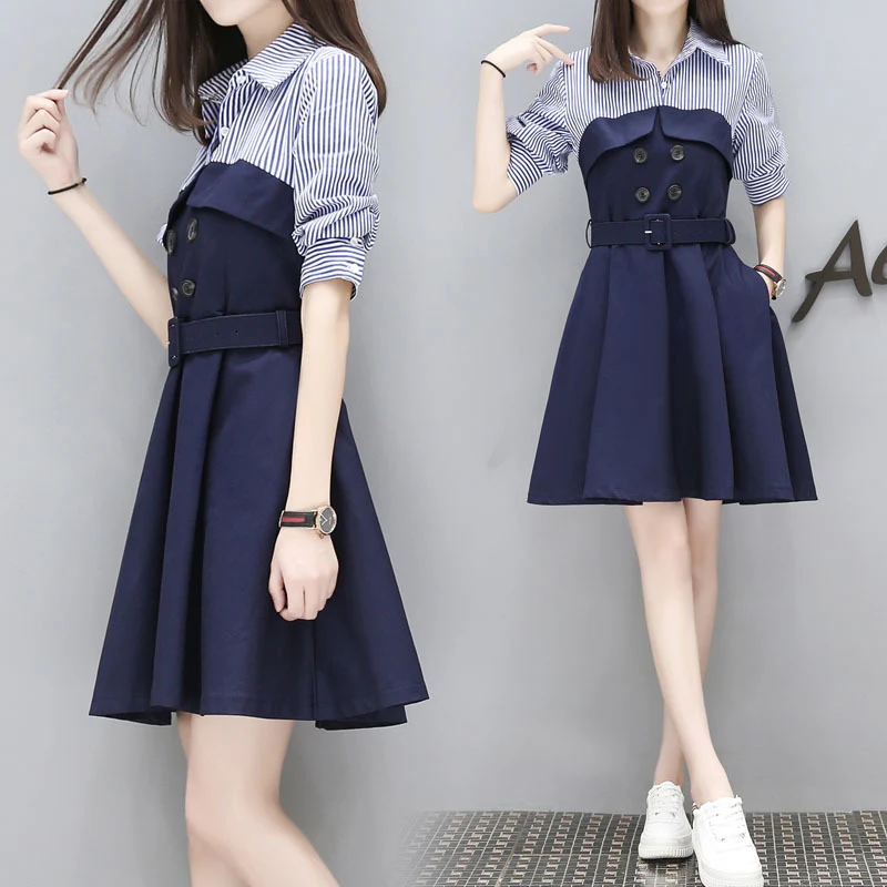 Vestido feminino midi de tamanho grande, corte em A, fino, elegante e casual, com mangas compridas, ideal para moda feminina. — foto 5
