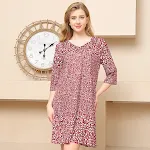 Vestido feminino com decote em V estampado Splice, manga média, ideal para um visual estiloso e confortável em diversas situações. — foto 5