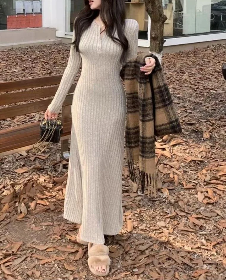 Title 1, French Style Knitted Lady Dress for Autumn and ...