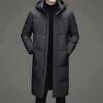 New Thick Warm White Duck Down Detachable Hat Men's Mid-length Down Jacket Perfect for Cold Winter — photo 3