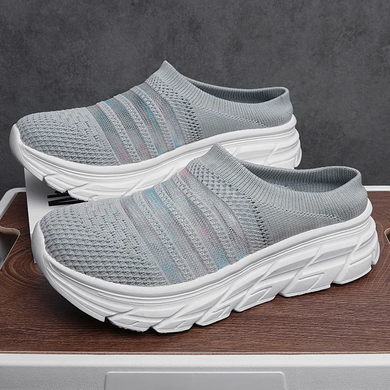 Sapatos plataforma casuais femininos com tecido voador, combinam com tudo, confortáveis e estilosos. Perfeitos para o dia a dia e diversas ocasiões. — foto 4