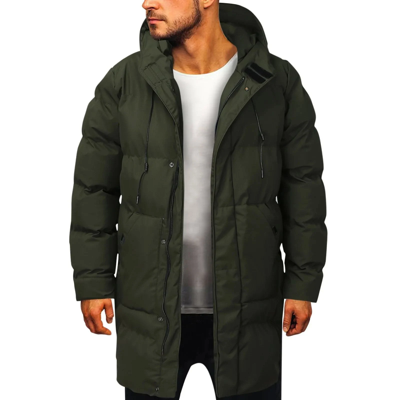 Men's Casual Warm Hooded Long Snow Wear Jacket Coat Outwear – Provides excellent warmth and protection for winter outdoo — photo 4
