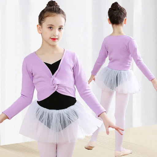 Title 4, Casaco de dança infantil de veludo grosso manga...
