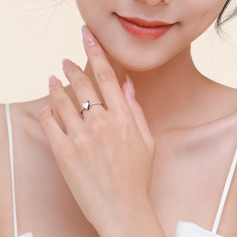 Anel feminino de prata esterlina S925 em formato de coração, design especial, perfeito para demonstrar carinho e amor. — foto 6