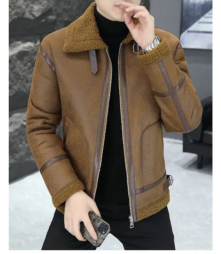 Title 4, Mens Winter Fleece-lined Thick Suede Leather J...