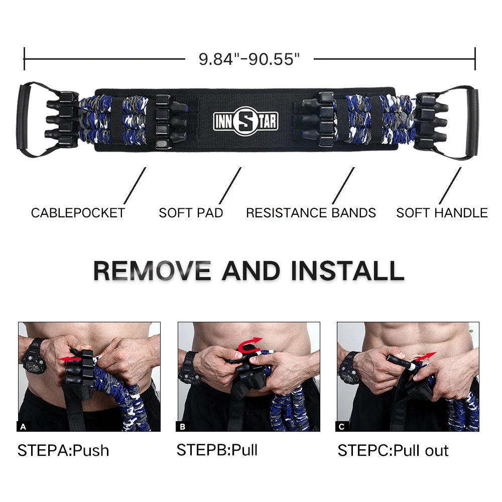 Premium Latex Resistance Bands Set with Workout Bar, Exercise Bench, Adjustable Home Fitness Equipment for Total Body — photo 5