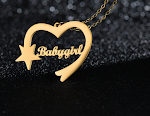 Cuore d'amore tagliato personalizzato con nome inglese e stella a cinque punte, un regalo romantico per celebrare l'amore. — foto 4