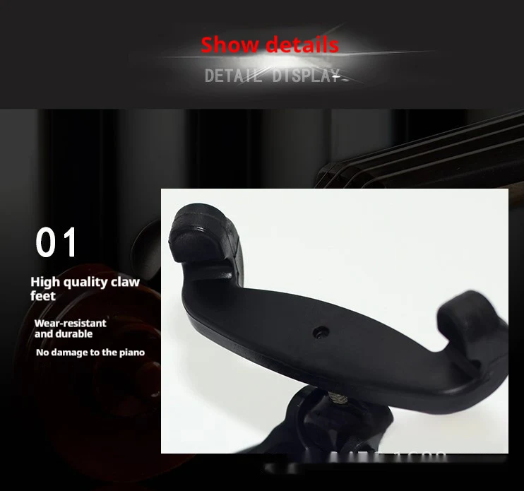 Height Adjustable Violin Plastic Shoulder Rest with Piano Holder, providing comfort and perfect posture while playing yo — photo 12