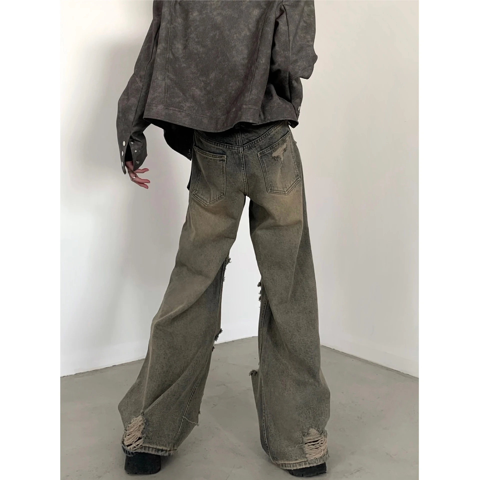 Vintage Zerrissene Jeans für Herren, Used-Look High Street Stil, Bequeme Passform, Retro-Waschung, Stylischer Denim für Alltag und Freizeit. — foto 7
