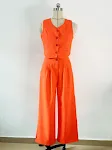 Completo estivo da donna, Vest Trousers, moda casual due pezzi. Comfort e stile per l'estate. Perfetto per look casual e alla moda. — foto 1