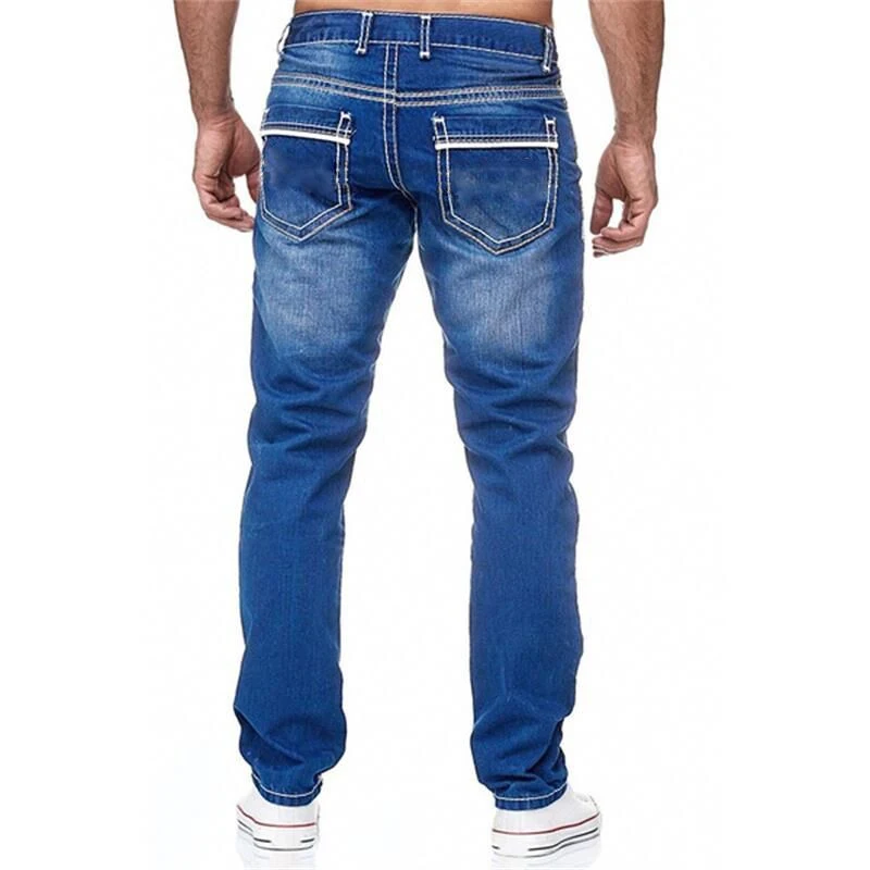 Men's High Quality Blue Slim-fitting Simple Small Straight-leg Jeans, a comfortable and stylish everyday choice for a mo — photo 5