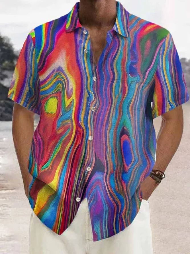 Camisa masculina de manga curta estampada Simplicity, ideal para um visual casual e confortável. Perfeita para o dia a dia e para o verão, com design moderno. — foto 1