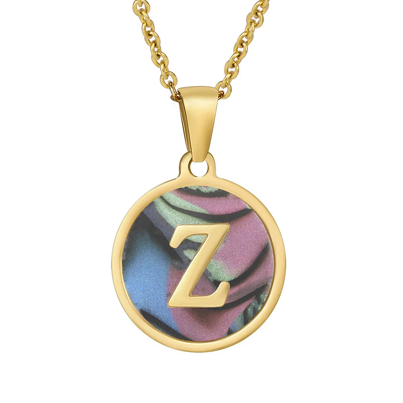 Colar de Letra em Concha Redonda de Aço Inoxidável para Mulher — Um acessório elegante e personalizado, ideal para presentear e expressar seu estilo único. — foto 36