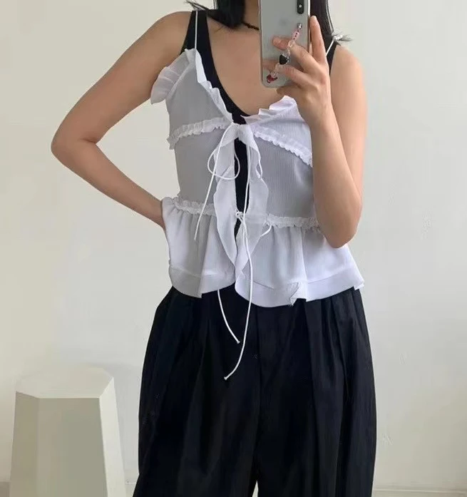 Title 12, Spring and Summer Fashion Translucent Ruffled T...