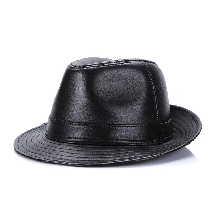 Men's Fashion Casual Authentic Leather Sheepskin Top Hat. Experience timeless style and sophistication with this premium — photo 5