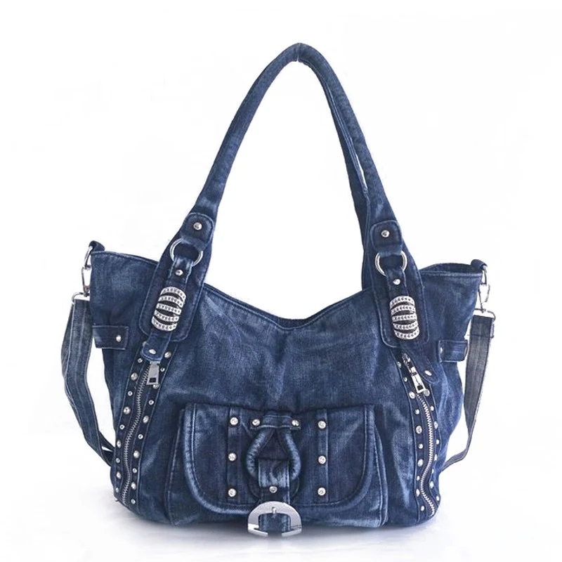 Niche Retro Diamond-studded Denim Hand-held One-shoulder Messenger Bag, Stylish and Functional, Perfect for Everyday Use — photo 1
