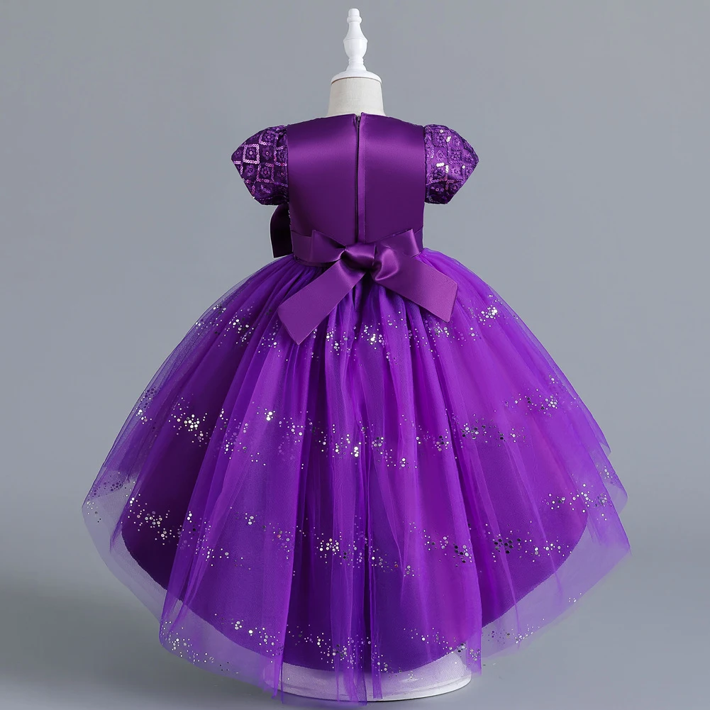 Vestido de princesa infantil com lantejoulas e saia de armação, perfeito para apresentações e danças. Deixe sua pequena brilhar. — foto 21