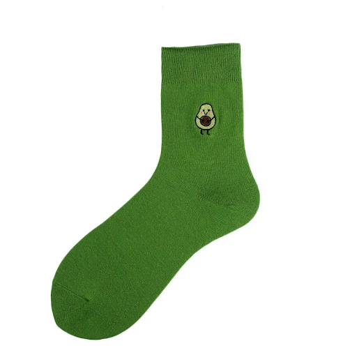 Title 5, Cotton Ins New Pile Socks Green Avocado Embroid...